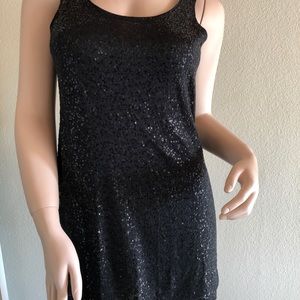 Eileen Fisher black sequined mini dress